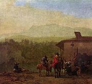 Karel Dujardin Rast vor einem italienischen Wirtshaus oil painting artist